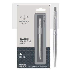 Parker classic stainless steel ball pen with chrome trim