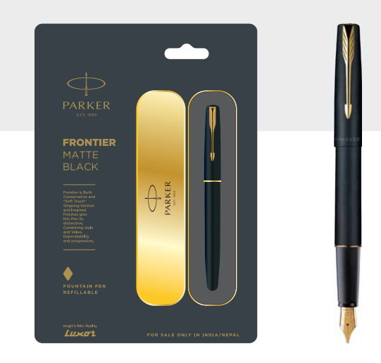 Parker Frontier Matte Black Fountain Pen With Gold Trim Authorized Wholesaler Retailer Bulk Order Supplier Dealers in Kerala South India
