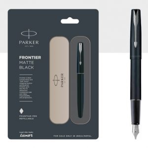 Parker Frontier Matte Black Fountain Pen With Stainles Trim