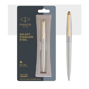 Parker Galaxy stainless stell ball pen with gold trim