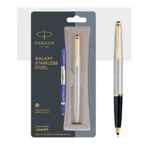 Parker Galaxy stainless stell roller ball pen with gold trim