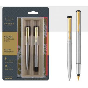 Parker Vector ball pen + Fontain pen with gold trim