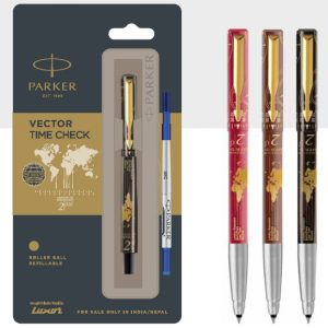 Parker vector timecheck roller ball pen with gold trim