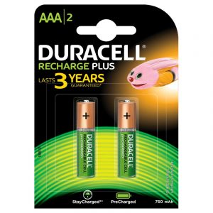 Duracell AAA2-750MAH  Recharge Plus- Rechargeable AAA Batteries 750 MAH with Duralock- Pack of 2 Pieces- SKU: 5000166 | Buy Bulk Online