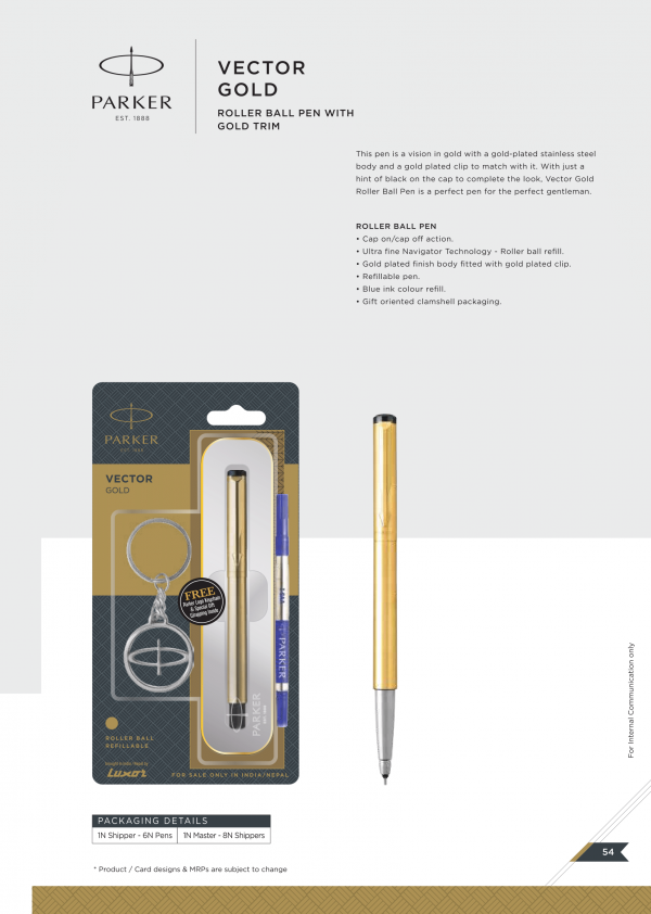 Parker Vector Gold Roller Ball Pen